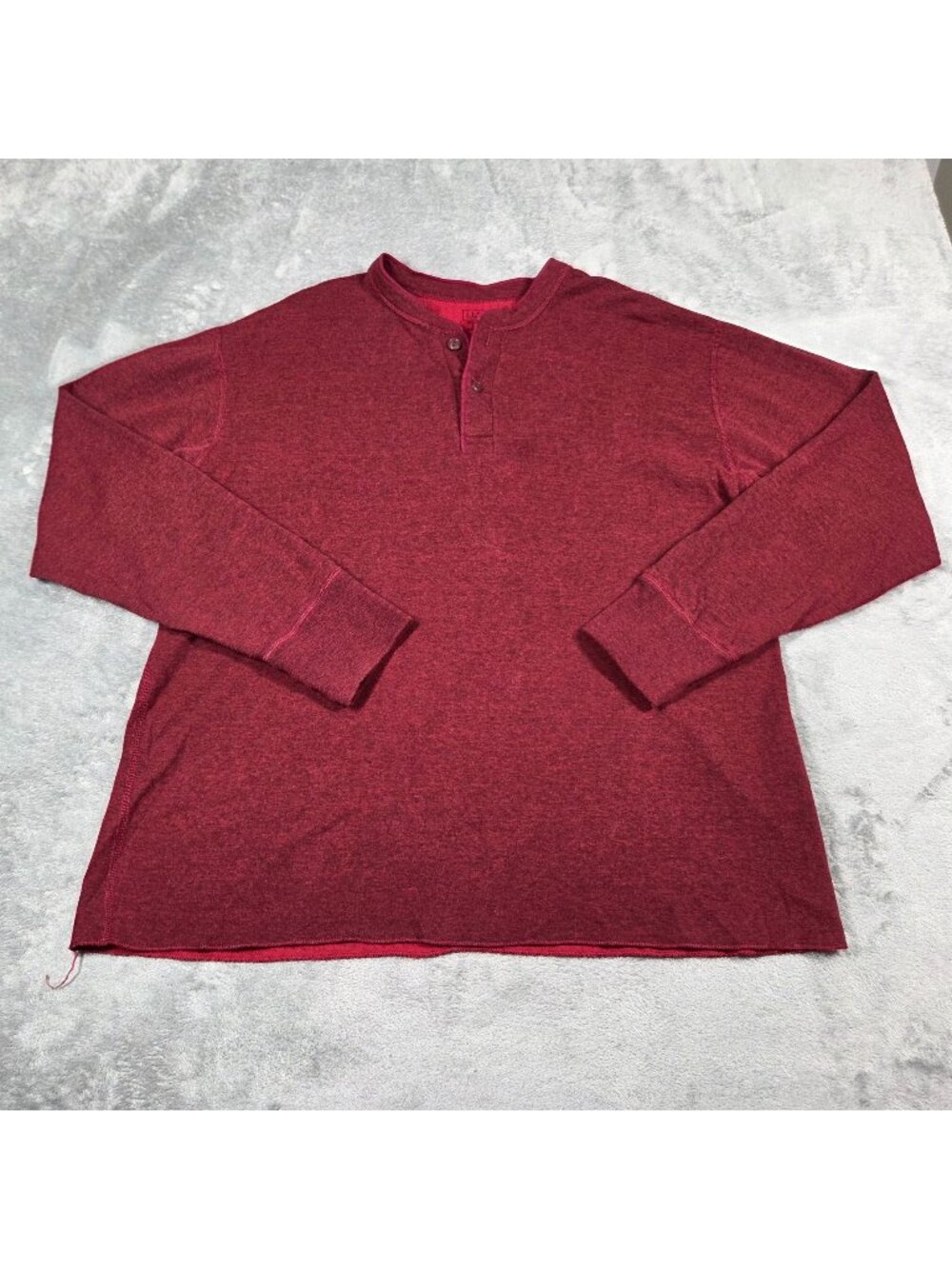 LL Bean Shirt Mens XL Red Two Layer River Drivers Henley Wool Blend Hiking Base